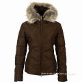 Classical Women's Warm Padded Down Jacket, Gorgeous Fur Trim